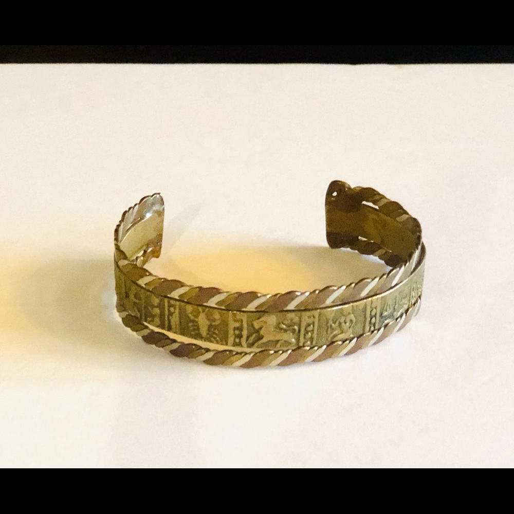 Vintage Brass & Copper Horoscope Cuff Bracelet